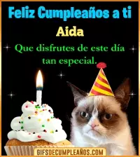 GIF Gato meme Feliz Cumpleaños Aida